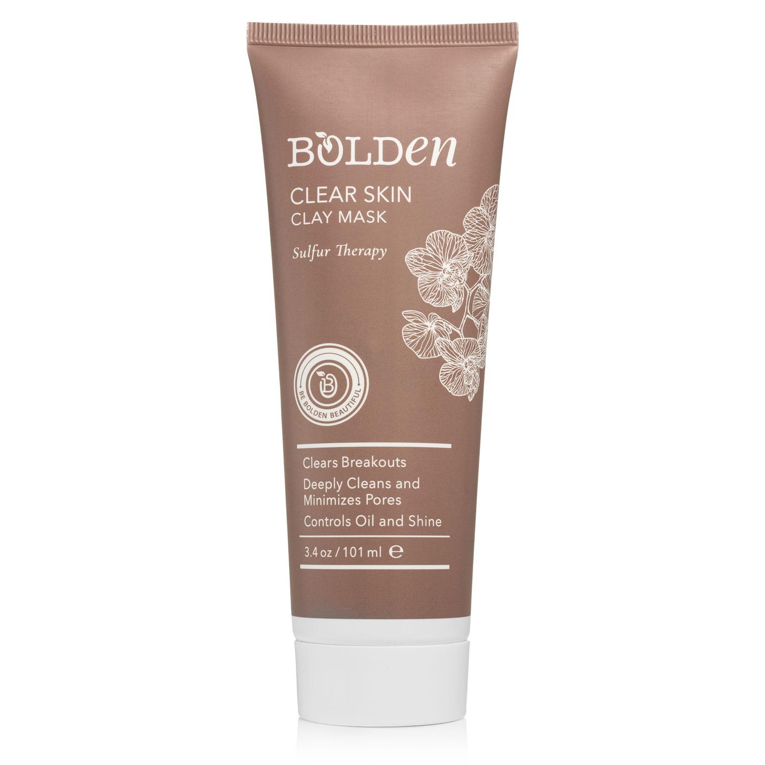 BOLDEN Clear Skin Clay Mask | Made with Sulfur for Deep Pore Cleansing &amp; Preventing Breakouts | Pore Minimizer and Oil Reducer for Sensitive Skin | 3.5 fl oz
