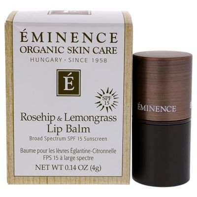 Eminence Organic Skincare Rosehip &amp; Lemongrass Lip Balm SPF 15, 0.14 Oz, 24 Count