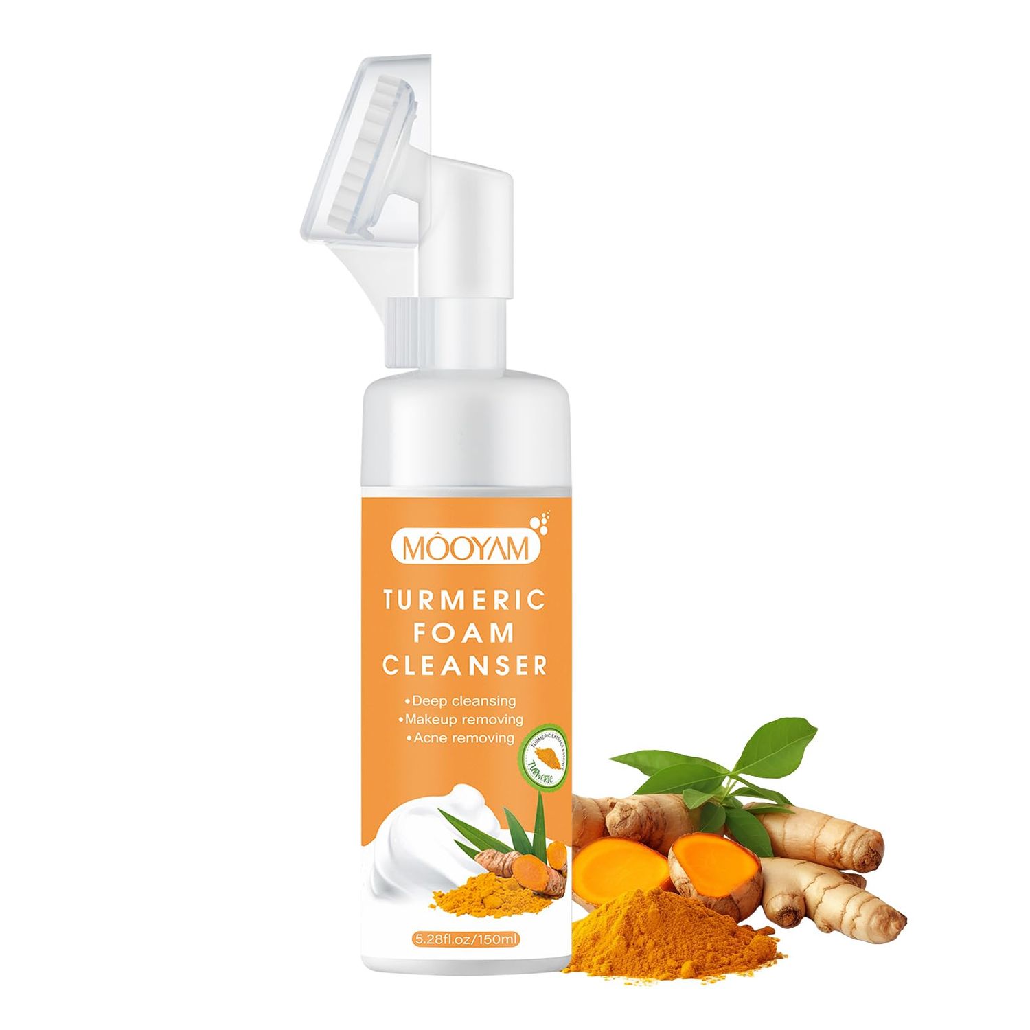 GUOYAOLIFU Turmeric Foaming Facial Cleanser, Turmeric Facial Wash - Deep Cleansing for All Skin Types