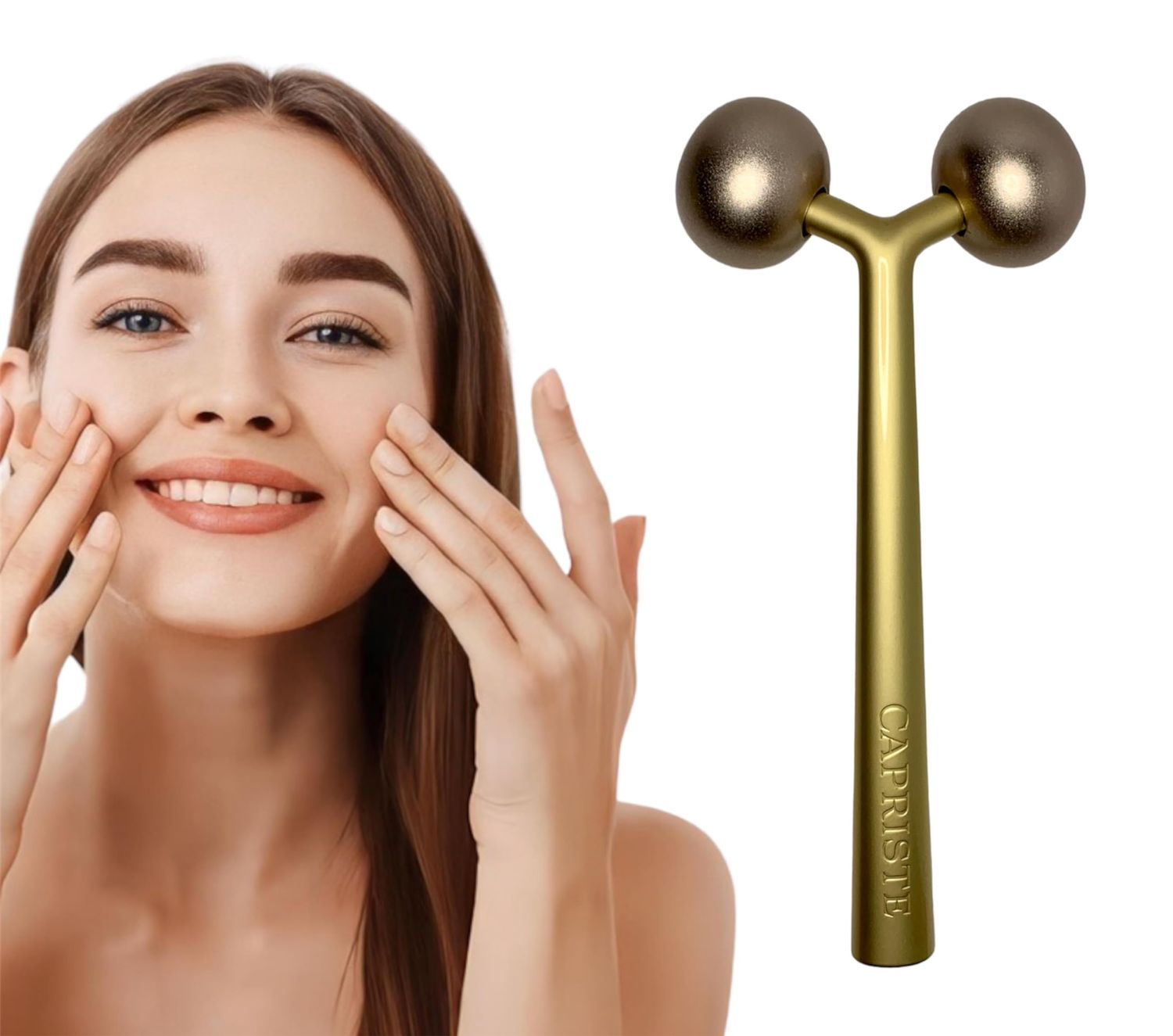 CAPRISTE Premium Face Sculptor Metal Facial Massager Anti-Wrinkle Face, Neck, &amp; Dcollet Roller | Reduces Swelling, Boosts Collagen, Face Roller for Wrinkles and Lifting Skin Tightening Device