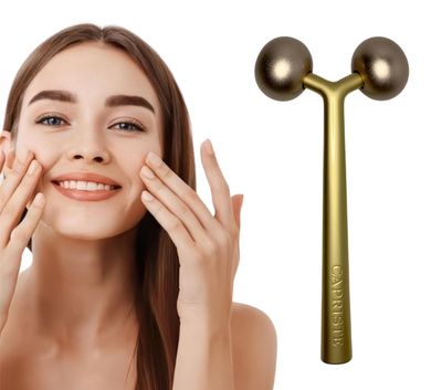 CAPRISTE Premium Face Sculptor Metal Facial Massager Anti-Wrinkle Face, Neck, &amp; Dcollet Roller | Reduces Swelling, Boosts Collagen, Face Roller for Wrinkles and Lifting Skin Tightening Device