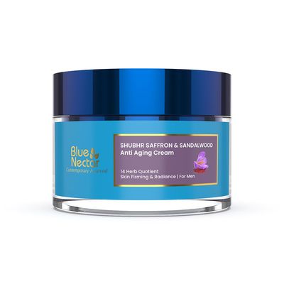 Blue Nectar Men Face Cream, Anti Aging Cream for Men with Sandalwood, Saffron and Almond Oil (Men, 14 Herbs, 1.7 Oz)
