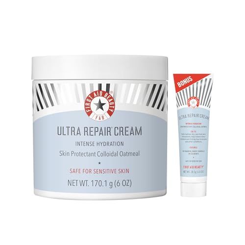 First Aid Beauty - Ultra Repair Cream, Intense Hydration Whipped Colloidal Oatmeal, Clinically Proven to Strengthen Skin Barrier in 7 Days &amp; Helps Relieve Eczema, Luxury Moisturizer, 6 oz + Bonus, 2ct