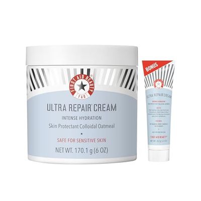 First Aid Beauty - Ultra Repair Cream, Intense Hydration Whipped Colloidal Oatmeal, Clinically Proven to Strengthen Skin Barrier in 7 Days &amp; Helps Relieve Eczema, Luxury Moisturizer, 6 oz + Bonus, 2ct