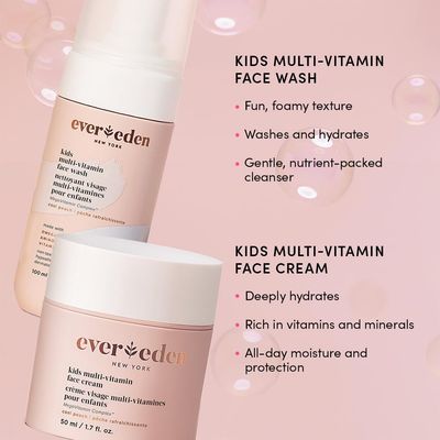 Evereden Kids Routine Bundle - Detangling Shampoo and Conditioner + Multi-Vitamin Face Wash and Face Cream for Kids 3+
