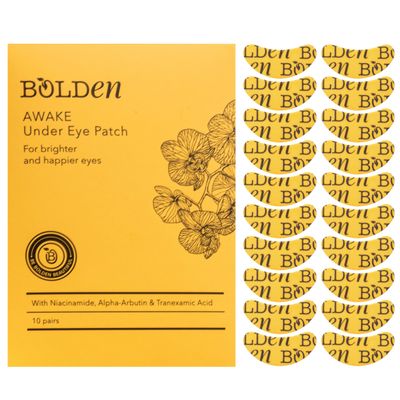 Bolden Awake Under Eye Patch | Eye Mask For Dark Circles, Puffiness &amp; Discoloration | Brightening Eye Pads With Niacinamide, Alpha Arbutin, Tranexamic Acid &amp; Vitamin C | 20 Count