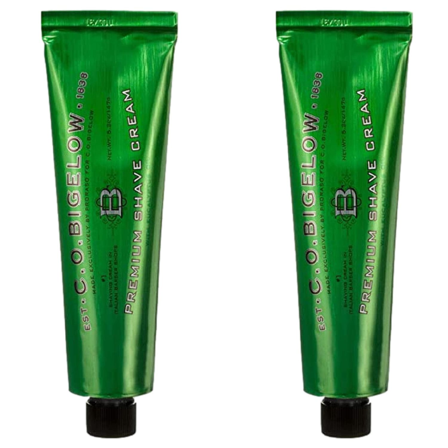 C.O. Bigelow Premium Shave Cream for Men with Eucalyptus and Coconut Oil, 5.2 Ounces, for All Skin Types Pack of 2