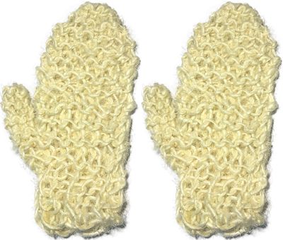 2 Pack 100% Natural Exfoliating Sisal Fiber Loofah Glove Mitt Mitten - Bath Sponge Scrubber Remove Dead Skin - Great for Skin Care in The Bath - Spa or Shower for Human or Pets