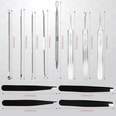 Blackhead Remover Tools, 8 Pack Pimple Popper Tool Kit, 4 Pack Tweezers Set, Quickly and Easily Removes Acne and Blackheads, Precision Eyebrow Tweezers for Facial Hair
