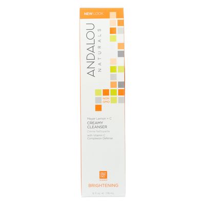 Andalou Naturals Meyer Creamy Lemon Cleanser, Helps Clean, Purify, Brighten &amp; Even Skin Tone, With Vitamin C, 6 Fl Oz