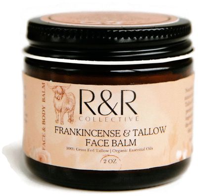 Handmade Tallow Face Moisturizer- 100% Grass Fed Beef Tallow for Skin Care- Handmade Whipped Frankincense and Tallow Balm- Sensitive &amp; Dry Skin, Eczema, Psoriasis- 2 FL. oz. (Frankincense Face)