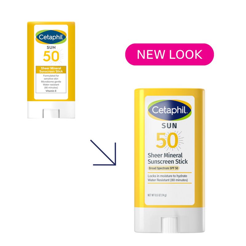 Cetaphil Sheer Mineral Sunscreen Stick for Face &amp; Body, 0.5oz, 100% Mineral Sunscreen: Zinc Oxide &amp; Titanium Dioxide, Broad Spectrum SPF 50, For Sensitive Skin