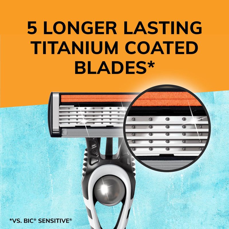 BIC Flex 5 Titanium 5-Blade Disposable Razor for Men, Sensitive Skin Razor For a Smooth, Comfortable and Close Shave, 4 Piece Razor Set