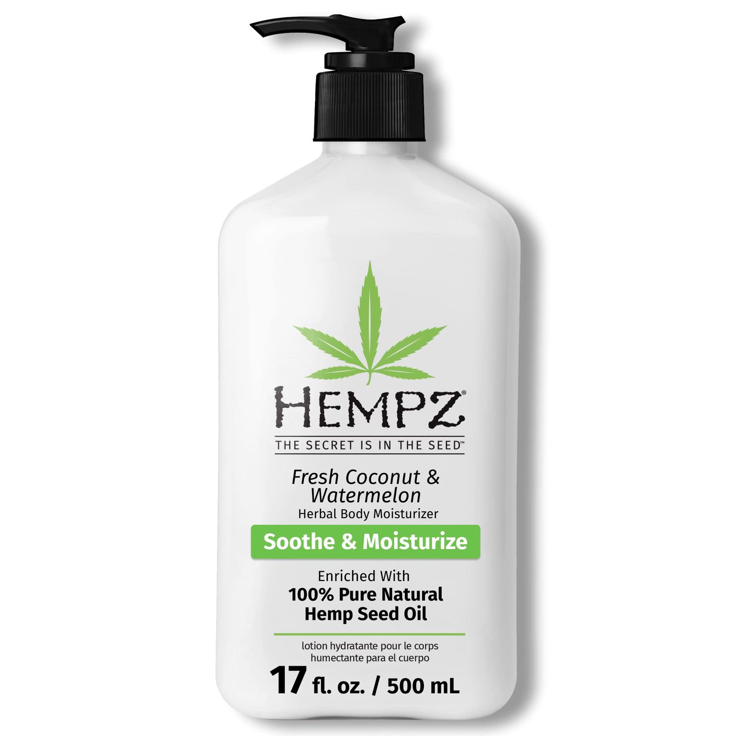 Hempz Body Lotion - Fresh Coconut &amp; Watermelon Daily Moisturizing Cream, Shea Butter Body Moisturizer - Skin Care Products, Hemp Seed Oil - Large