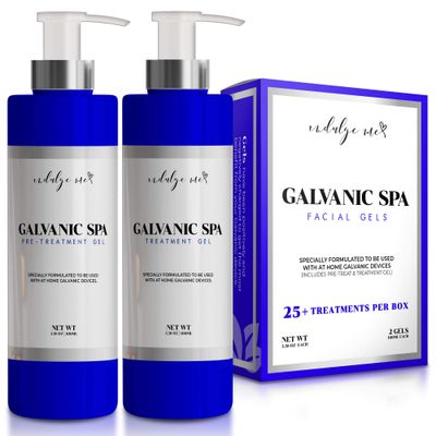 Galvanic Gel Set - 2 Set Pre &amp; Treatment Gels, Specially Formulated to be Used with Galvanic Home Devices, Primer and Leave on Gels, Marigold, Vanilla, Seaweed, Niacinamide, Vitamin E, Arginine More