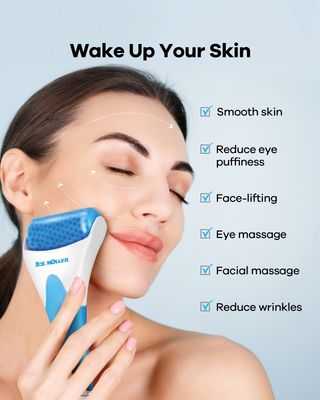 BearKig Ice Roller, Ice Roller for Face, Ice Face Roller, Cold Facial Ice Roller Massager for Eye Puffiness, Women's Gifts, Migraine, TMJ Pain Relief &amp; Minor Injuries, Skin Care Products (Blue)