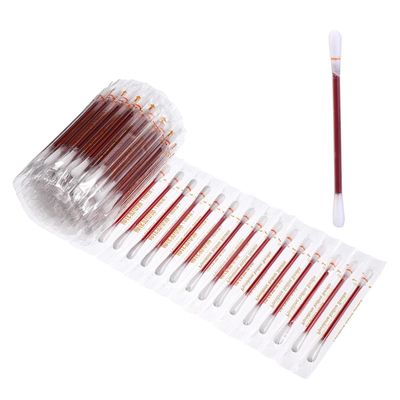 100Pcs Disposable Cotton Swab Iodophor Skin Disinfection Swab Individually Wrapped Pads Double Head Cotton Swab Iodine for Hospital Home
