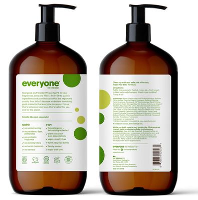 Everyone 3-in-1 Kids Soap, Body Wash, Bubble Bath, Shampoo, 32 Ounce (Pack of 1), Tropical Coconut, Coconut Cleanser with Plant Extracts and Pure Essential Oils