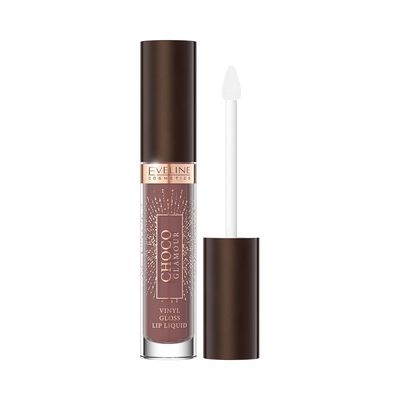 Eveline Cosmetics CHOCO GLAMOUR VINYL GLOSS LIP LIQUID N02 4,5 ML, 0.15 Fl Oz (Pack of 1), Deep cherry chocolate