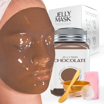 BRUN Jelly Mask Jar Chocolate Peel-Off Face Care Rubber Mask | 23 fl oz Skin Care Moisturizing Gel Mask Jar Spa Set