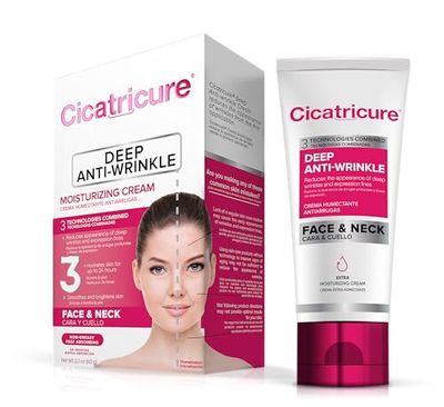 Cicatricure Anti Wrinkle Face &amp; Neck Cream, 3-in-1 Facial Moisturizer with Retinol, Vitamin E &amp; Q Acetyl 10, Hydrating Anti Aging Skin Care, 2.1 Ounces
