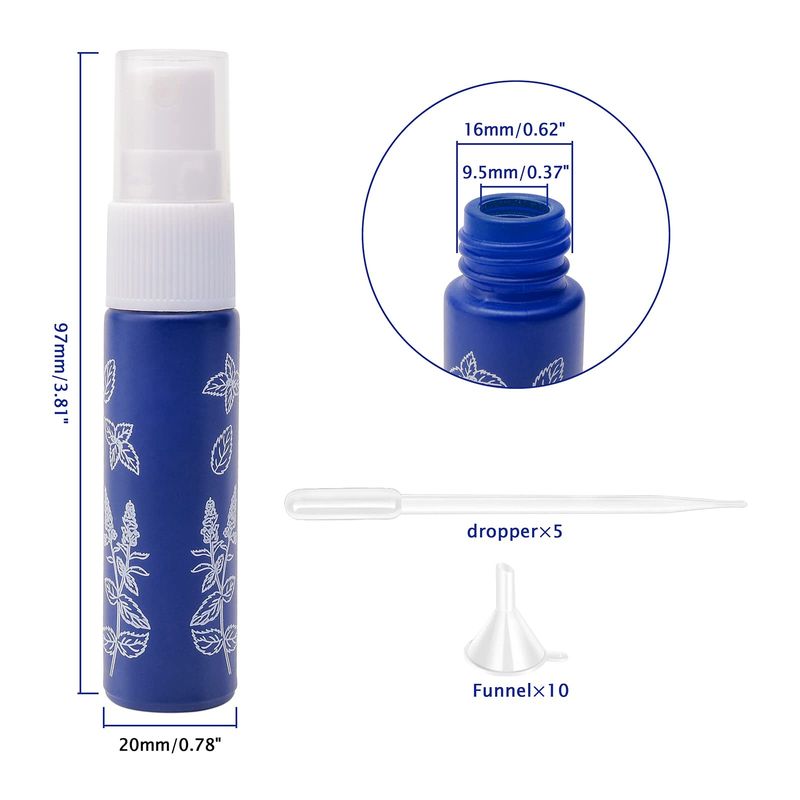 Ellbest 10Pack 10ml Glass Spray Bottles with Funnels and Droppers, Blue Print Pattern Bottle, Atomizer Perfume Spray, Fine Mist Refillable Skincare Travel Perfume Atomizer