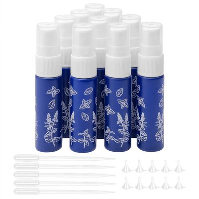 Ellbest 10Pack 10ml Glass Spray Bottles with Funnels and Droppers, Blue Print Pattern Bottle, Atomizer Perfume Spray, Fine Mist Refillable Skincare Travel Perfume Atomizer