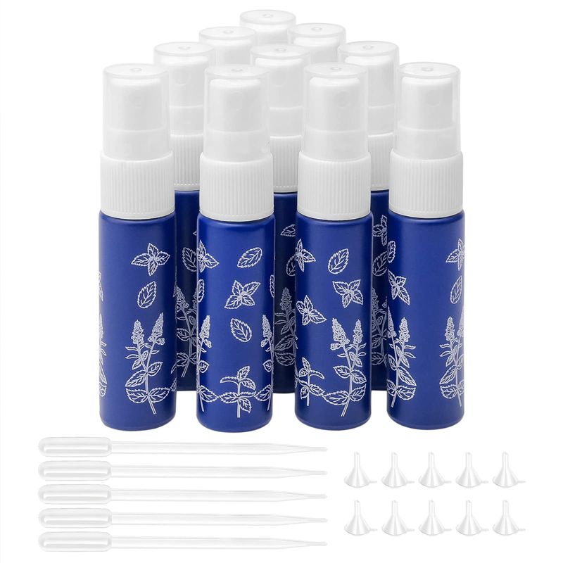 Ellbest 10Pack 10ml Glass Spray Bottles with Funnels and Droppers, Blue Print Pattern Bottle, Atomizer Perfume Spray, Fine Mist Refillable Skincare Travel Perfume Atomizer