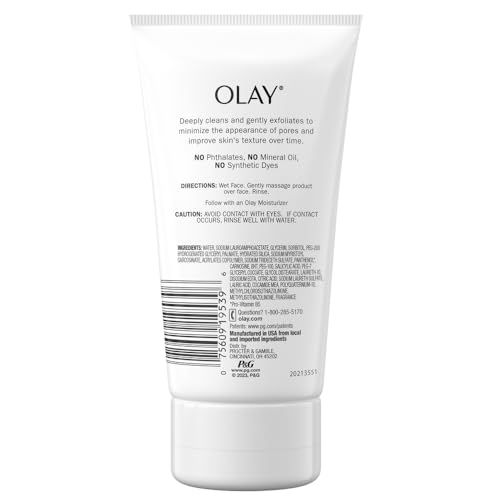 Facial Cleanser by Olay Regenerist, Detoxifying Pore Scrub &amp; Exfoliator, 5 Oz (Pack of 3)