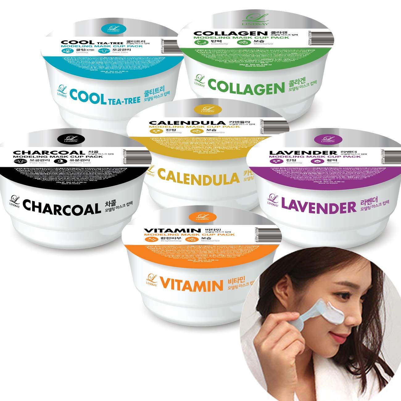 Face mask skincare - Facial mask - Korean skin care - Jelly mask set for women and men - 6 cup variety pack - Beauty face mask skincare peel off