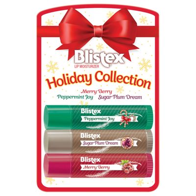 Blistex Lip Moisturizer Holiday Collection - Merry Berry, Peppermint Joy, Sugar Plum Dream 0.15 oz (Pack of 1)