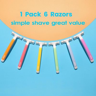 COVIK Women's Disposable Razors, 6 Count Shaving Razors for Women, Disposable Razors Women for Travel, 2 Blade Razor for Women Sensitive Skin Smooth Hair Removal (1 Packages of 6 Razors)