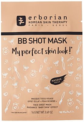 Erborian - BB Shot Mask with Ginseng - Pore Minimizing Sheet Mask - Absorbs Excess Sebum, Pore Blurring and Face Skin Moisturizing - Korean Face Mask - For All Skin Types and Complexion