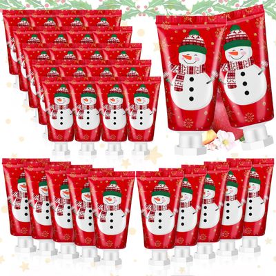 Heigble 30 Pcs Christmas Hand Cream Gift Bulk Christmas Gifts for Women Mini Hand Lotion Set 1.1 Fl oz Travel Size Hand Cream for Dry Skin Men Women Mom Coworkers(Snowman)