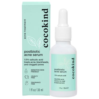 Cocokind Postbiotic Acne Serum, Salicylic Acid Serum and BHA Liquid Exfoliant - Exfoliating, Brightening and Hydrating Serum