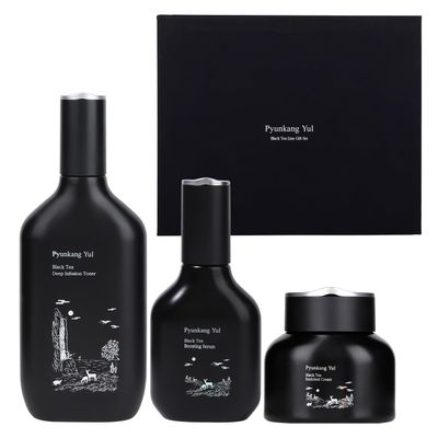 [PKY] Pyunkang Yul Black Tea Line Gift Box Set, Deep Nurishment for Anti-aging, Rich Moisture Toner, Revitalizing Serum &amp; Condensed Nourishing Cream, Zero-Irritation, Korean Skincare (3-item set)