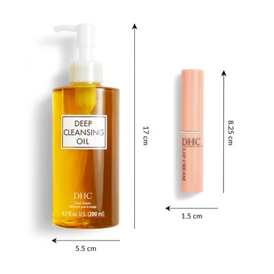 DHC Deep Cleansing Oil and Lip Cream, Facial Cleansing Oil, Makeup Remover, Hydrating, Moisturizing, Soothing, Set, Fragrance and Colorant Free, Ideal for all skin types, 6.7 fl. oz. and 0.05 oz.