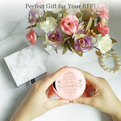 boutikpro Birthday Gift for Women Mom Sister Daughter Compact Mirror, Gorgeous Rose Gold Compact Mirror Unique Birthday Gift for Wife Sisters BFF