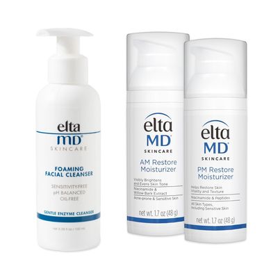 EltaMD AM &amp; PM Moisturizer Facial Kit with Daily Foaming Facial Cleanser, Gentle for Sensitive Skin