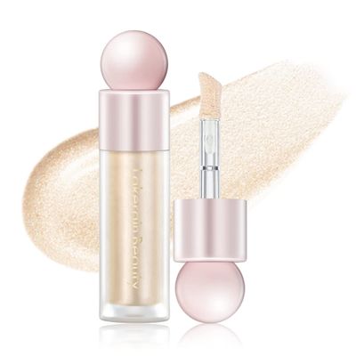 BEFIVECOK Liquid Highlighter Makeup, Natural Silky Shimmer Finish Liquid Face Highlighter, Highly Pigmented, Lightweight, Blendable, Soft Cream Highlighter For Face (#01 White Gold Shimmer)