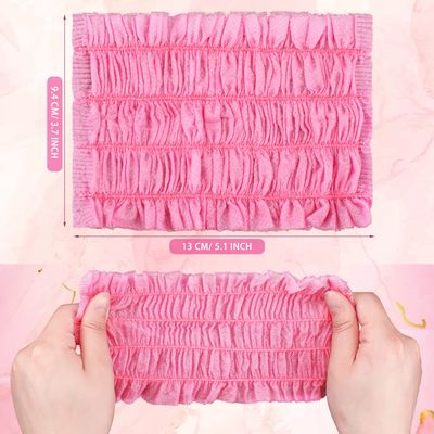 Chuangdi 100 Pieces Disposable Spa Headbands Soft Non-woven Facial Hair Band Elastic Facial Head Wraps Cloth Stretch Skin Care Makeup Sauna Washing Face Supplies for Women(Pink)