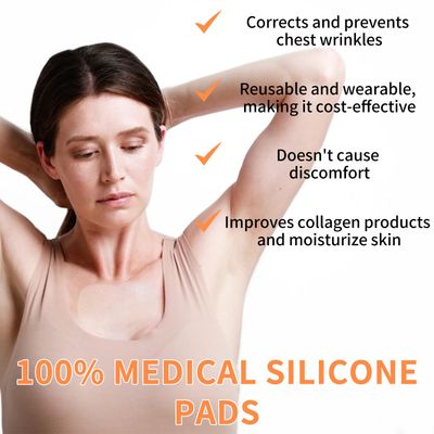Auxbales Chest Wrinkle Pads 4 Pack Reusable | Medical Grade Anti-Wrinkle Patches | Hypoallergenic &amp; Long-Lasting | Smooth &amp; Youthful Skin | Silicone Chest Patches for Wrinkles