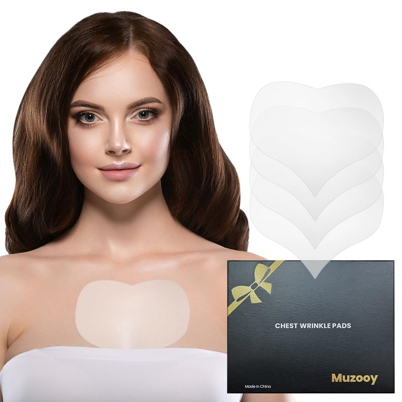 Auxbales Chest Wrinkle Pads 4 Pack Reusable | Medical Grade Anti-Wrinkle Patches | Hypoallergenic &amp; Long-Lasting | Smooth &amp; Youthful Skin | Silicone Chest Patches for Wrinkles