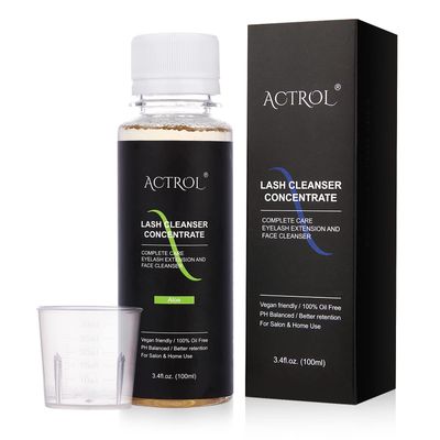 ACTROL Eyelash Cleanser Concentrate 100ml Aloe Professional Lash Shampoo Foaming Cleanser Paraben &amp; Sulfate Free Non-lrritating Wash for Extensions Lashes with Salon Home Care-Makes 20 Bottles