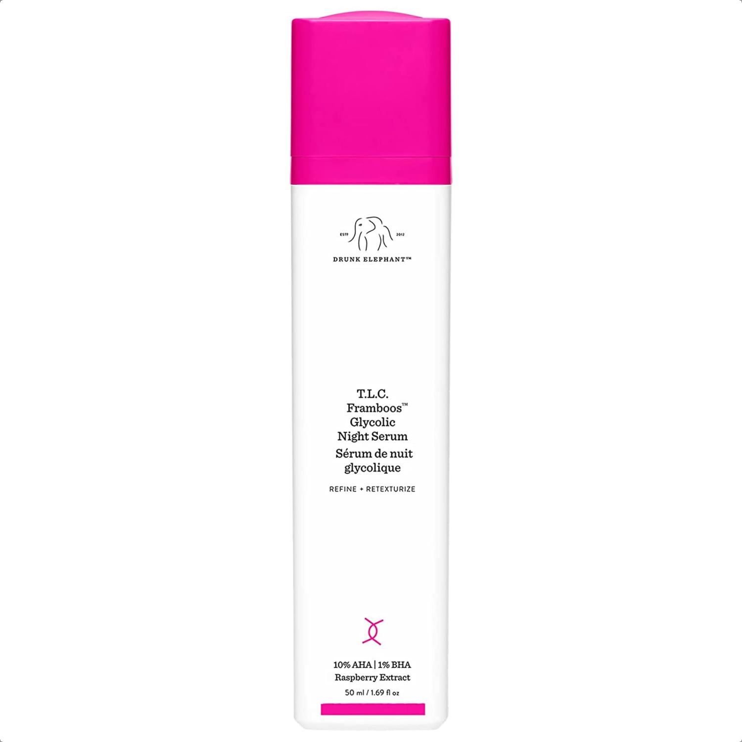 Drunk Elephant T.L.C. Framboos Glycolic Night Serum - Skin Care Brightening Night Serum. Repackaging (50 mL / 1.69 Fl Oz)