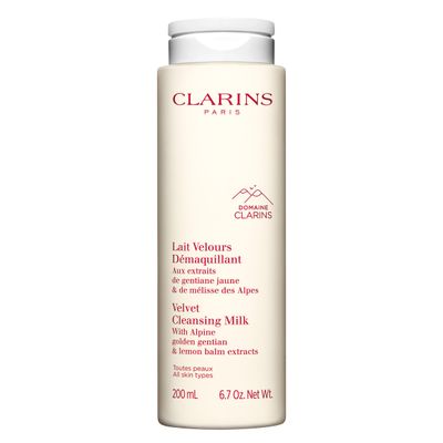 Clarins Velvet Cleansing Milk | Award-Winning | Cleanses, Hydrates and Balances Skin&#39;s Microbiota | Dermatologist Tested | Ophthalmologist Tested | Colorant-Free | All Skin Types | 6.7 Ounces