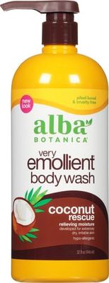 Alba Botanica Very Emollient Bath and Shower Gel, Coconut Rescue, 32 Ounce