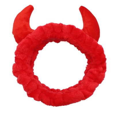 Aiphamy Devil Horn Faci al Spa Headband Cosmetic Makeup Headband Skincare Headband for Washing Face Makeup (Red)