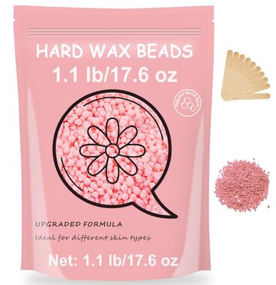 Bouvetan Hard Wax for Hair Removal, 1.1lb/17.6oz, Sensitive Skin wax Beads for Face, Legs, Armpit, Brazilian, Bikini and Full Body at Home, Natural and Gentle Waxing Beads (Rose)