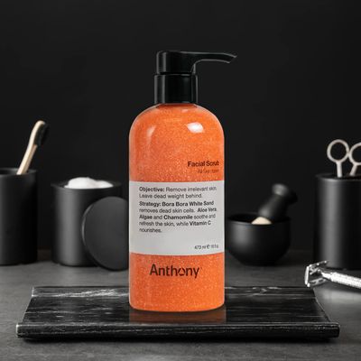 Anthony Facial Scrub, 16 Fl Oz, Contains Aloe Vera, Sand, Algae, Chamomile, Vitamin C, Soothes, Protects, Refreshes and Removes Dead Skin Cells